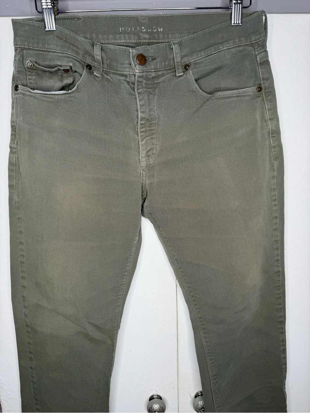 Mott & Bow Mercer Jeans Men's Size 32X30 Moss Green Slim Fit Denim Stretch